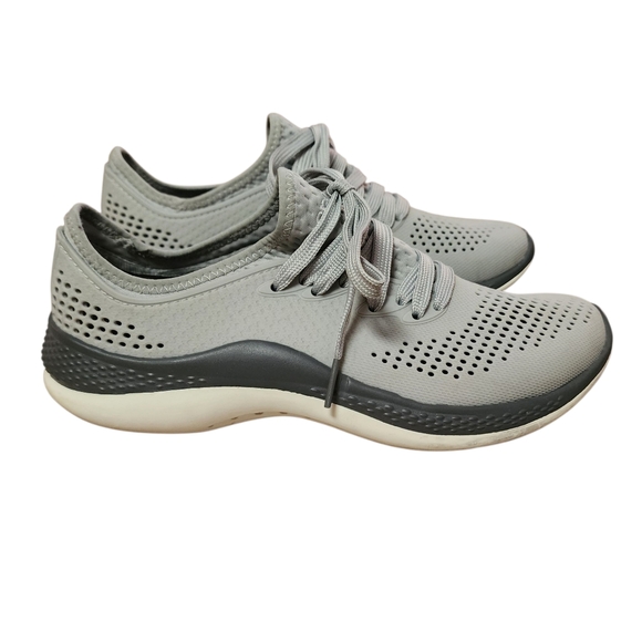 Crocs Sneakers Women 7M Gray Literide 360 Pacer Lace Up Athletic Shoe Breathable - Picture 1 of 14